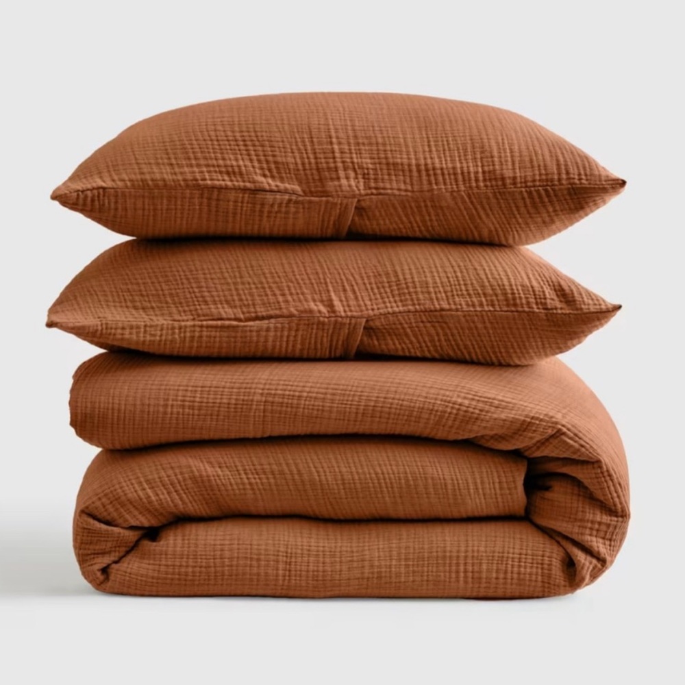 Quince Airy Gauze Terracotta Duvet Cover Set